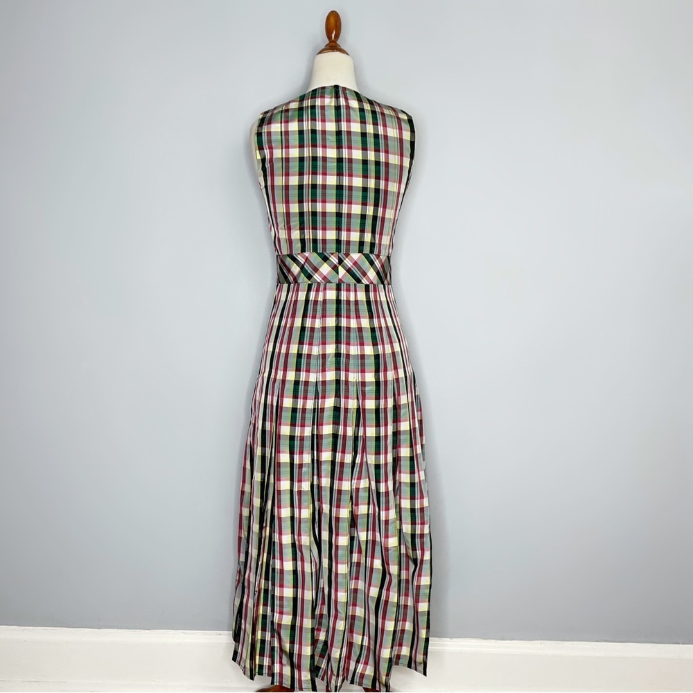NWT BURBERRY Aria Achni Pleat Detail Check Midi Dress Size 38 US 4 - Picture 4 of 16